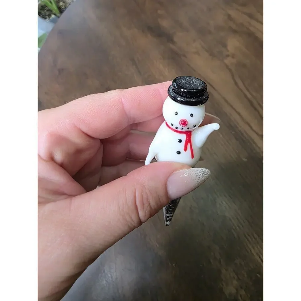 Glass Snowman Reusable Cork‎ Bottle Top Stopper Winter Holiday Themed